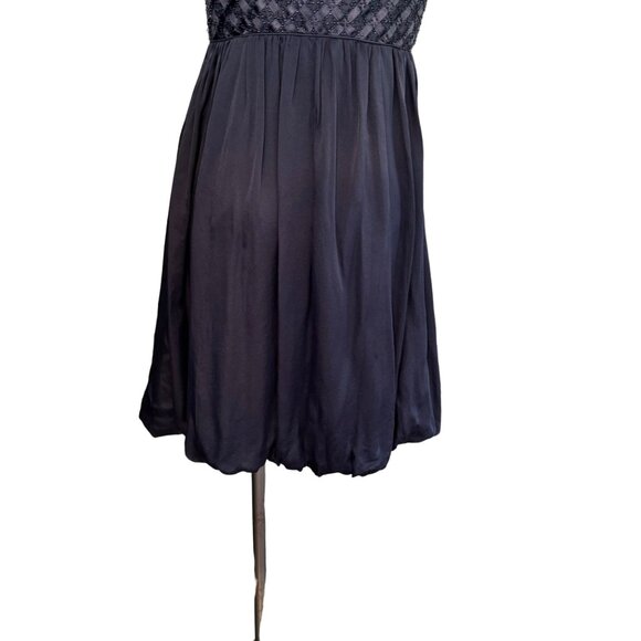 Laundry By Shelli Segal Navy Silk Strapless Bubble Skirt Dress Size 4 - Picture 4 of 11